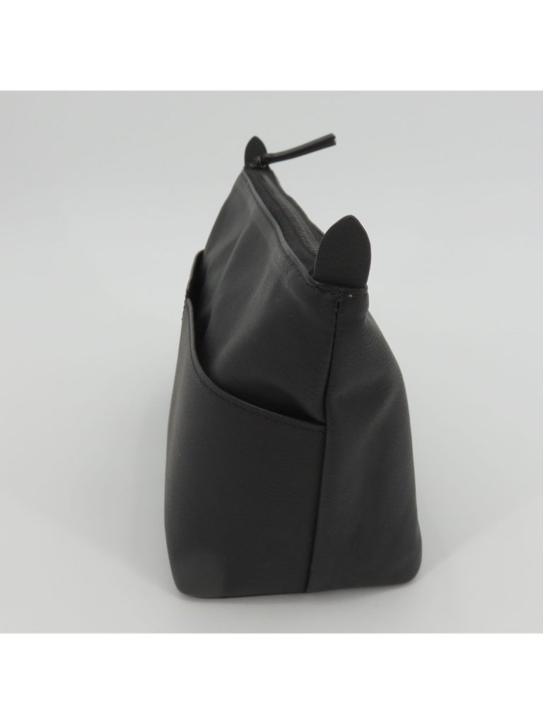 Von Holzhausen The Catch All Pouch Solid Black Faux Leather Pockets Handbag Bag — image 7 of 8